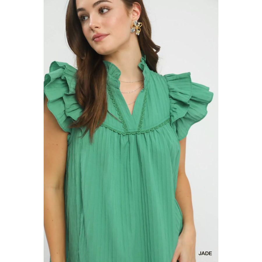 Umgee Flutter Sleeve Tiered Dress Apparel and Accessories