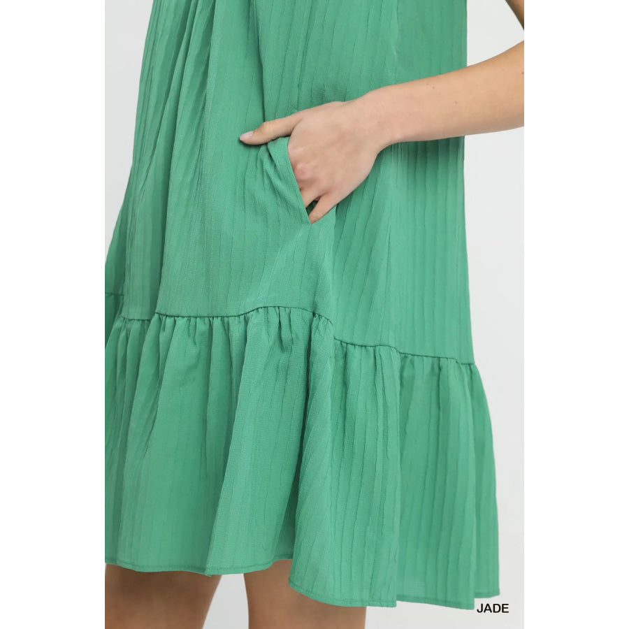 Umgee Flutter Sleeve Tiered Dress Apparel and Accessories
