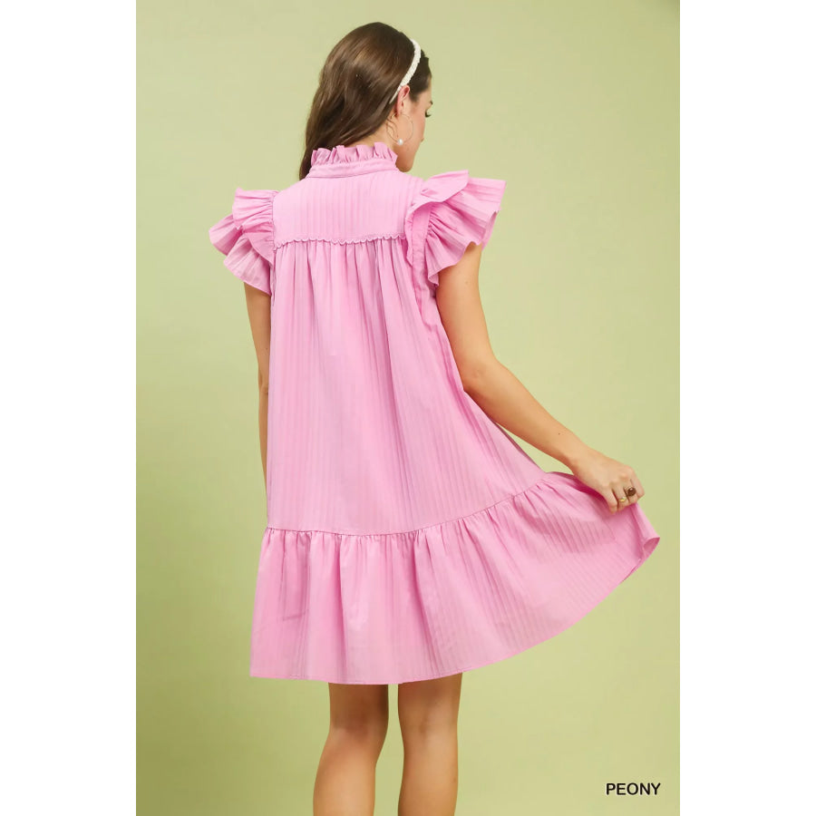 Umgee Flutter Sleeve Tiered Dress Apparel and Accessories