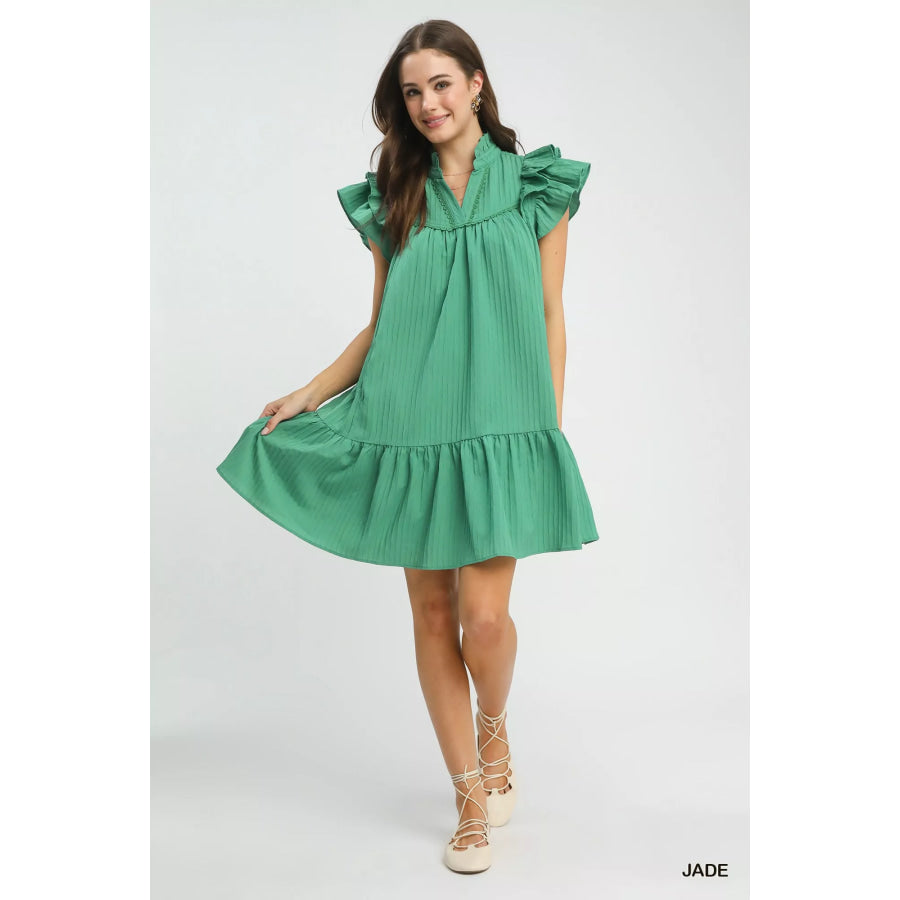 Umgee Flutter Sleeve Tiered Dress Apparel and Accessories