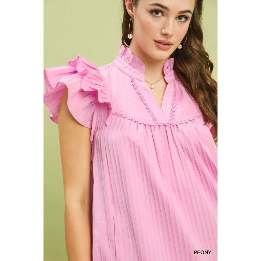 Umgee Flutter Sleeve Tiered Dress Apparel and Accessories
