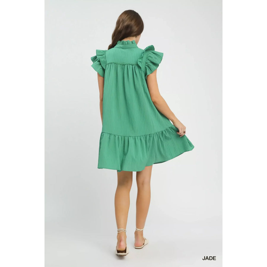 Umgee Flutter Sleeve Tiered Dress Apparel and Accessories