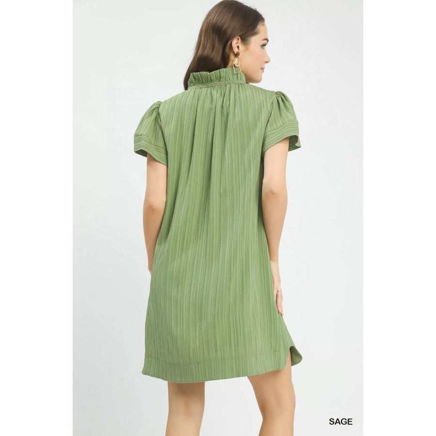 Umgee Flutter Sleeve V-Neck Shift Dress Apparel and Accessories