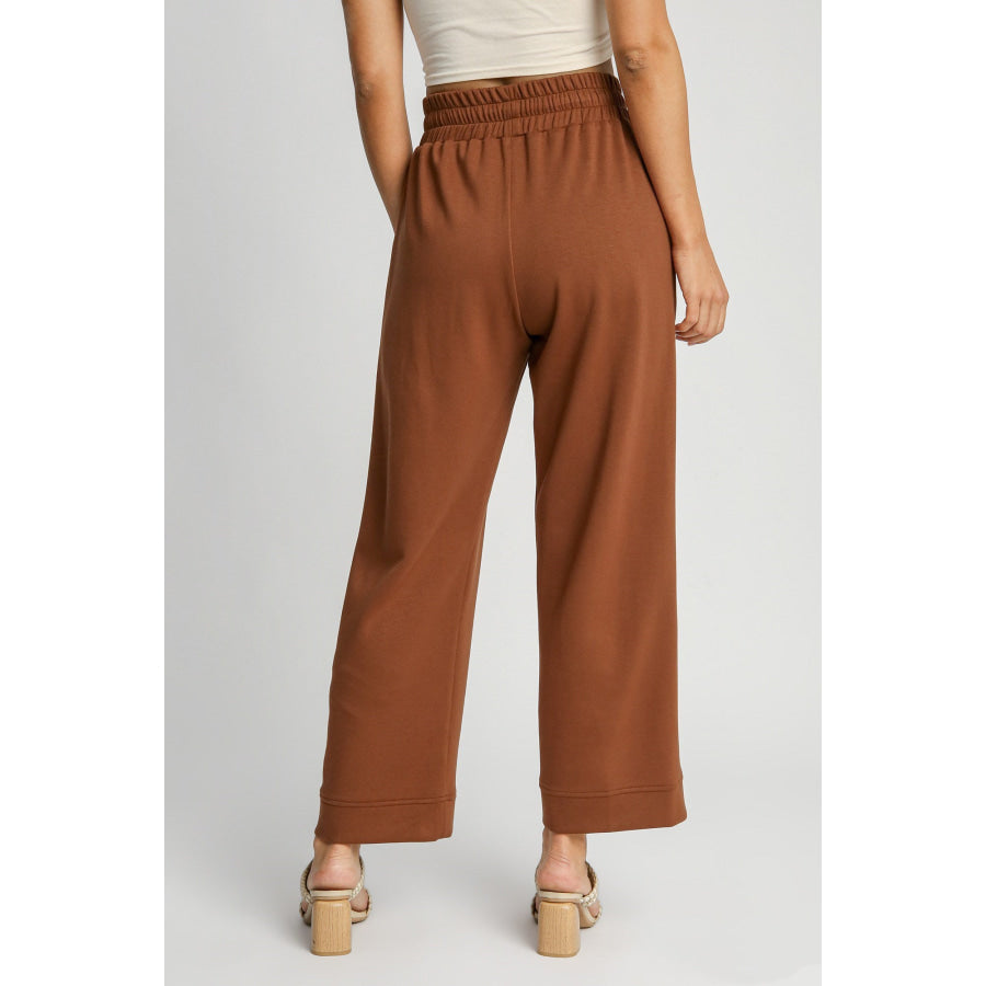 Umgee Full Size Drawstring Wide Leg Pants with Pockets Apparel and Accessories