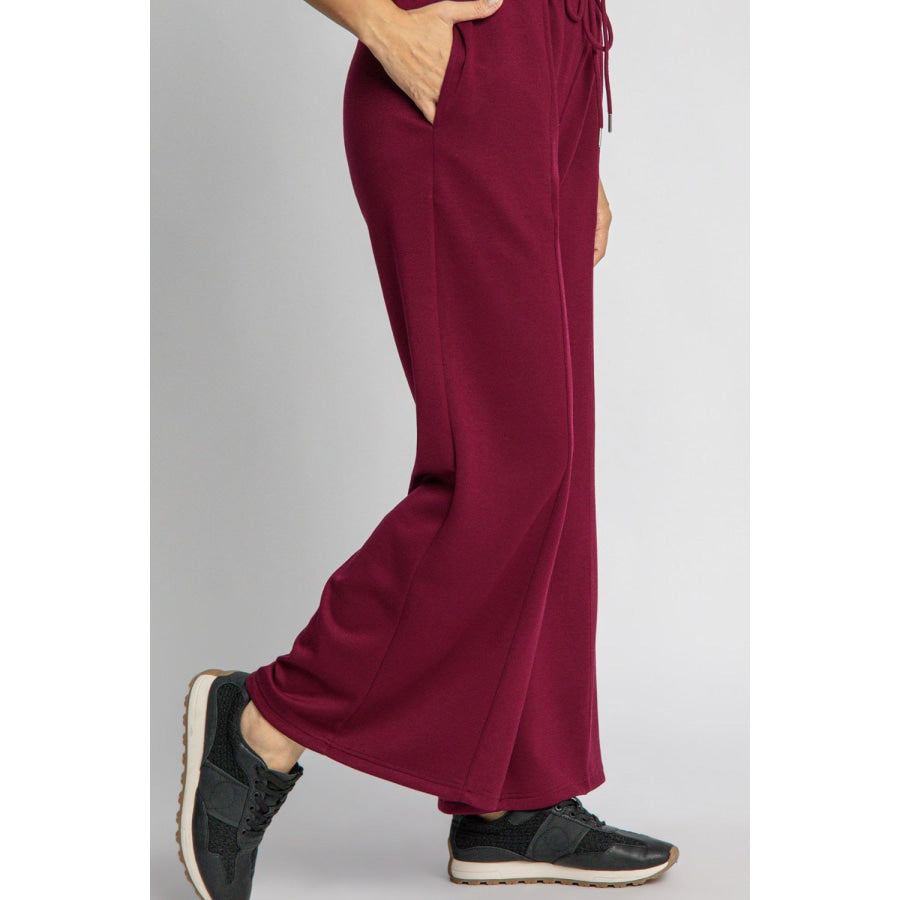 Umgee Full Size Drawstring Wide Leg Pants with Pockets Apparel and Accessories