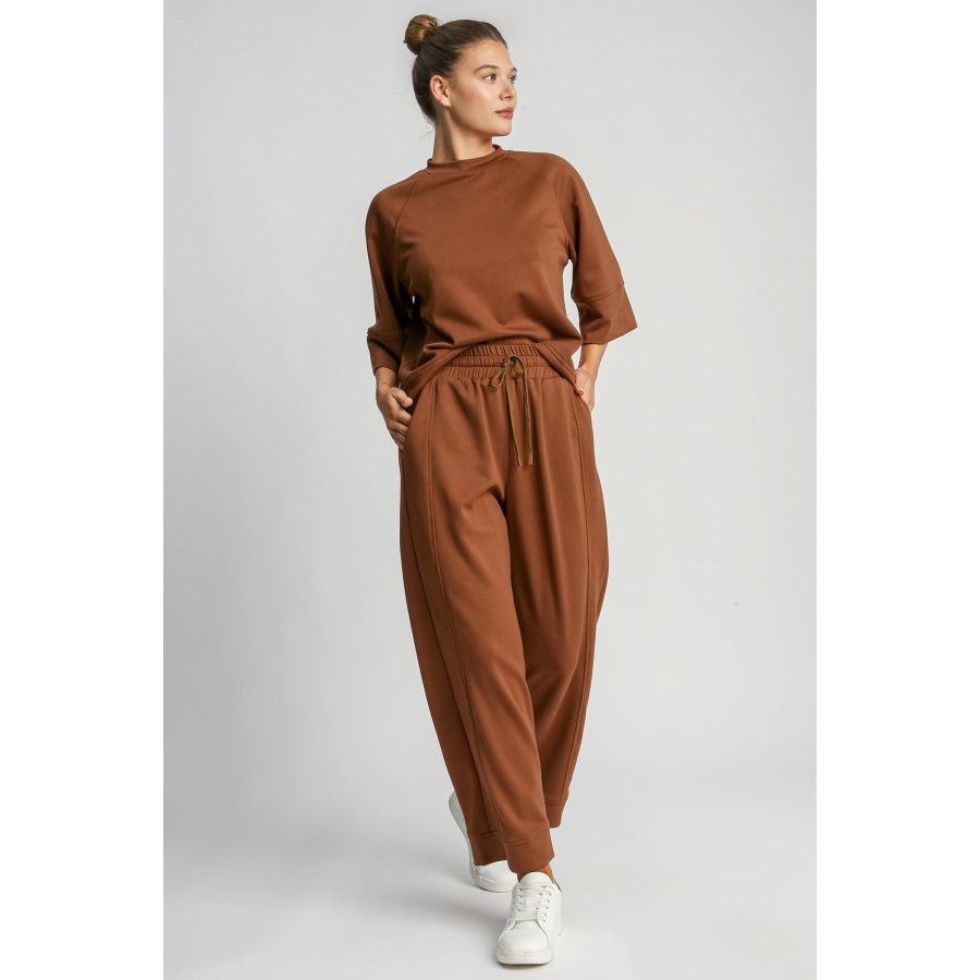 Umgee Full Size Drawstring Wide Leg Pants with Pockets Apparel and Accessories