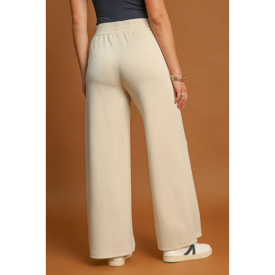 Umgee Full Size Drawstring Wide Leg Pants with Pockets Ecru / S Apparel and Accessories