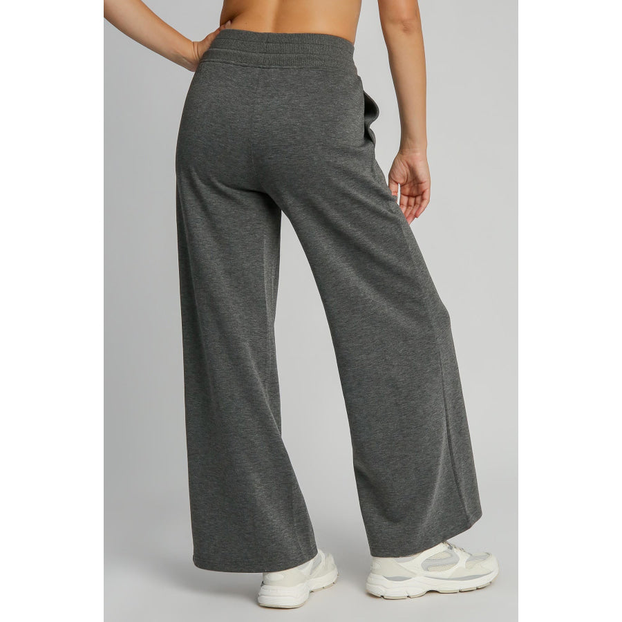 Umgee Full Size Drawstring Wide Leg Pants with Pockets Charcoal / S Apparel and Accessories