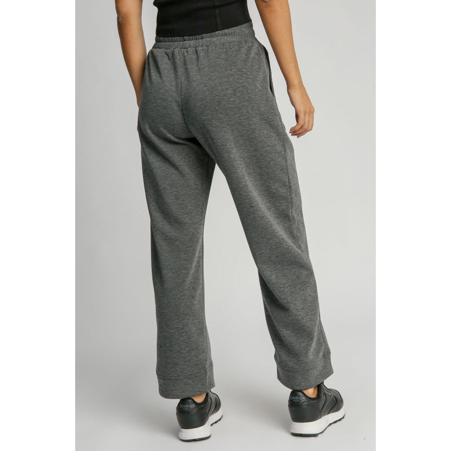 Umgee Full Size Drawstring Wide Leg Pants with Pockets Dark Gray / S Apparel and Accessories