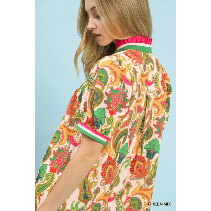 Umgee Jacquard Abstract Print Mini Dress Apparel and Accessories