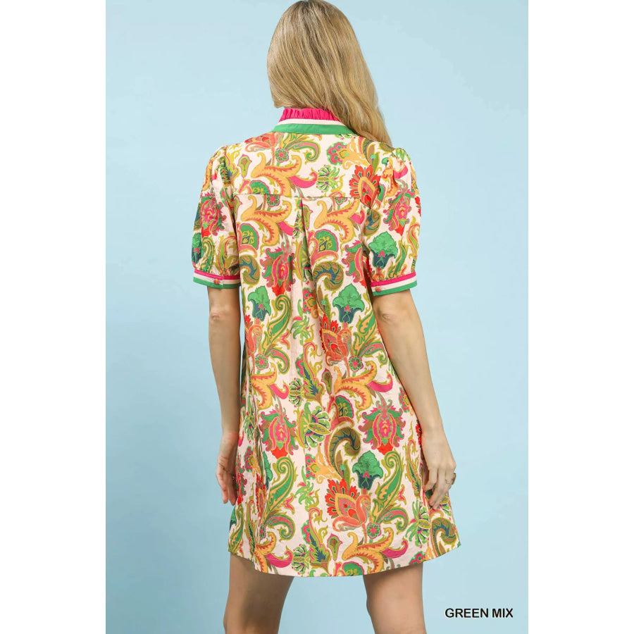 Umgee Jacquard Abstract Print Mini Dress Apparel and Accessories