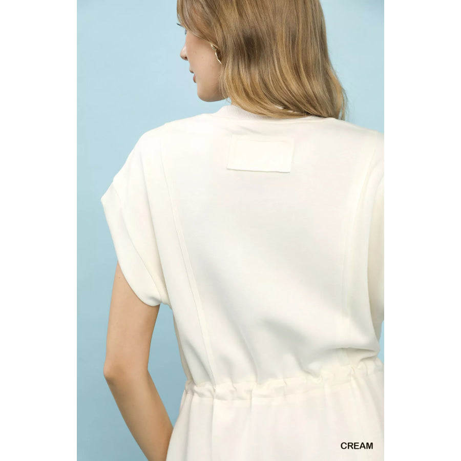 Umgee Knit Zip Front Drawstring Dress Apparel and Accessories
