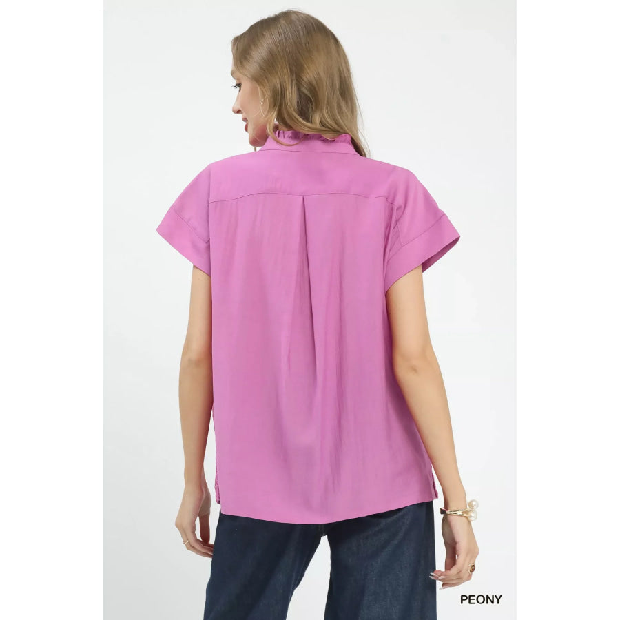 Umgee Lace Button-Front Top Apparel and Accessories