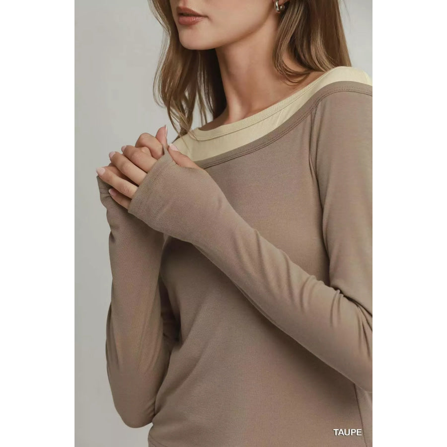 Umgee Layered Twofer Long Sleeve Top Apparel and Accessories