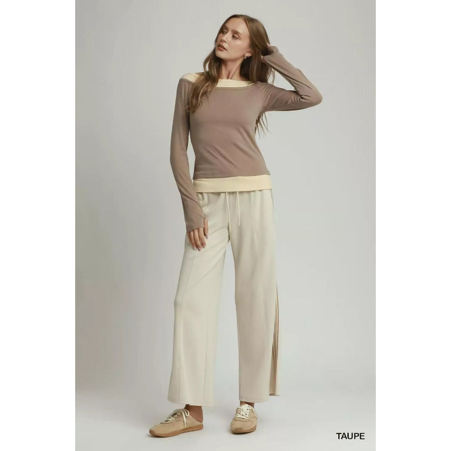 Umgee Layered Twofer Long Sleeve Top Apparel and Accessories
