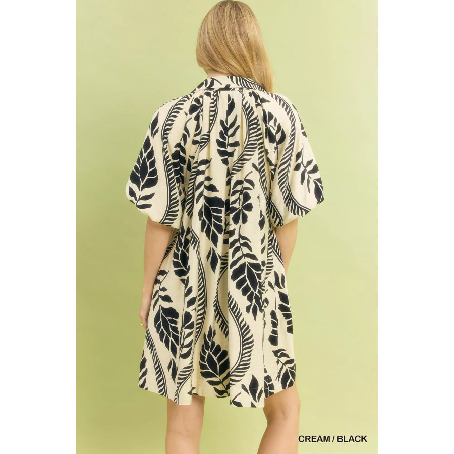 Umgee Leafy Ogee Print Mini Dress Apparel and Accessories