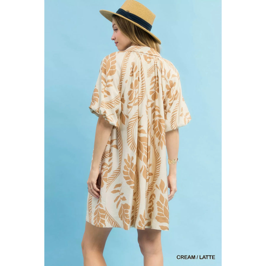 Umgee Leafy Ogee Print Mini Dress Apparel and Accessories