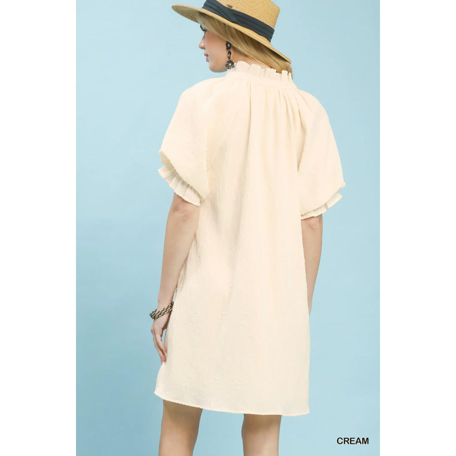 Umgee Linen Blend Ruffle Dress Apparel and Accessories
