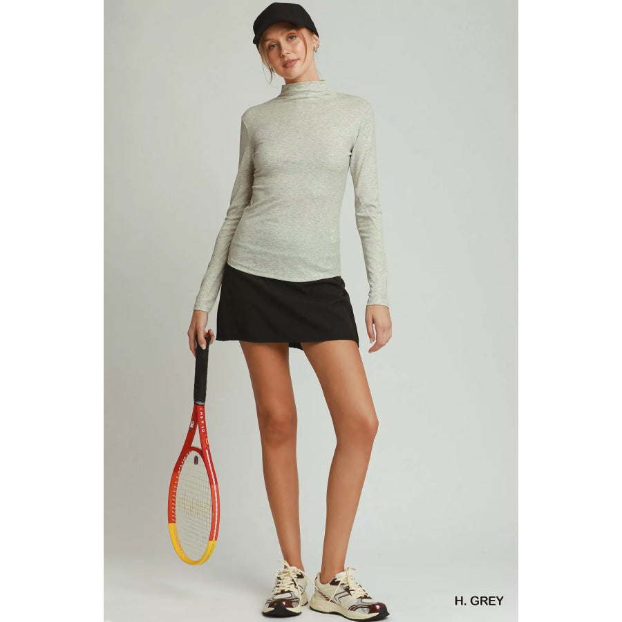 Umgee Long Sleeve Mock Neck Top Apparel and Accessories