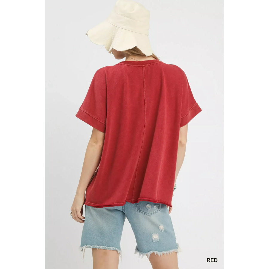 Umgee Mineral Wash French Terry Top Apparel and Accessories