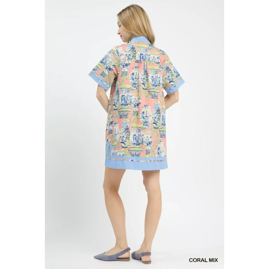 Umgee Mix Abstract Print Mini Dress Apparel and Accessories