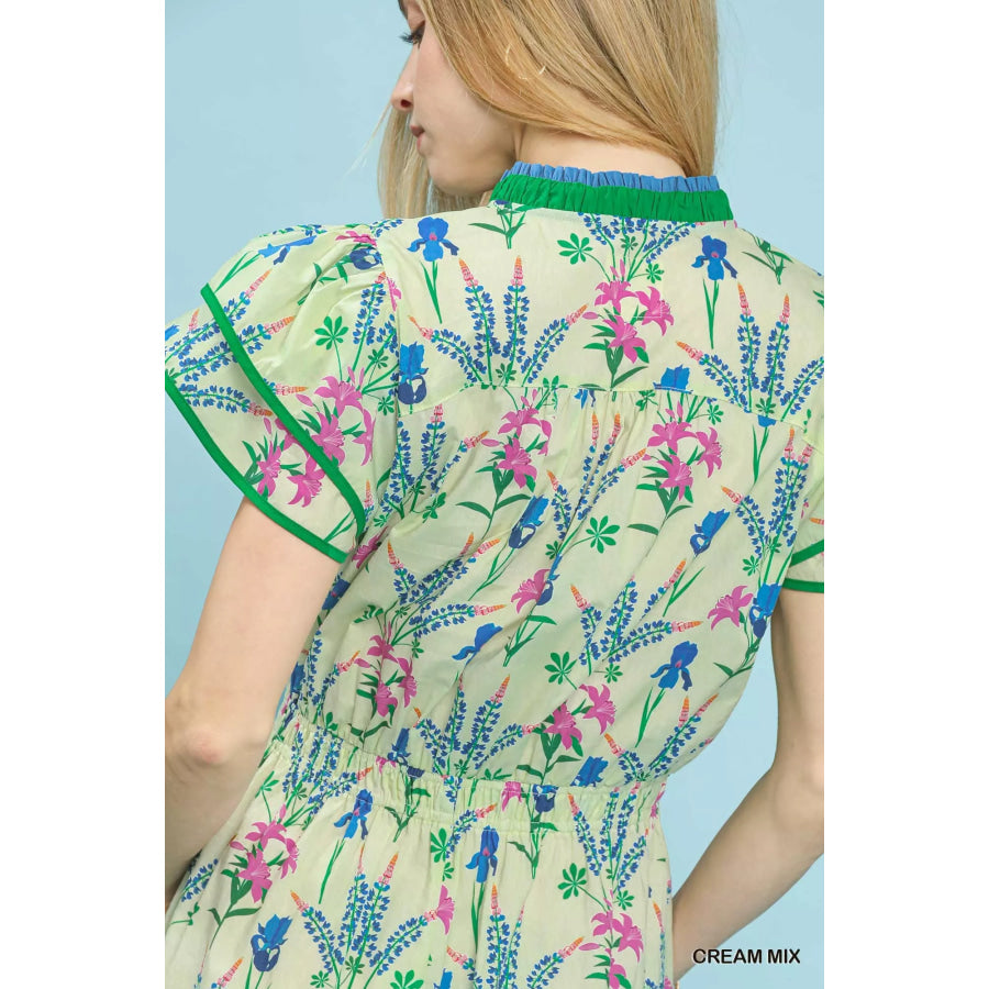 Umgee Mix Floral Midi Dress Apparel and Accessories