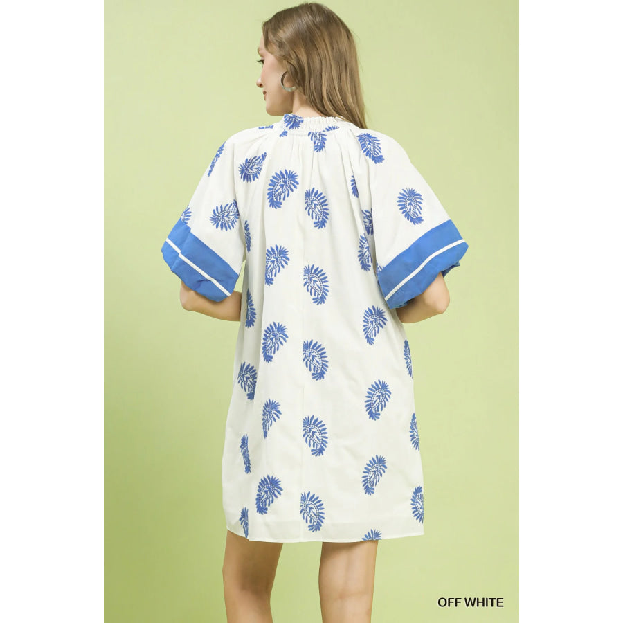 Umgee Paisley Embroidered Boho Mini Dress Apparel and Accessories