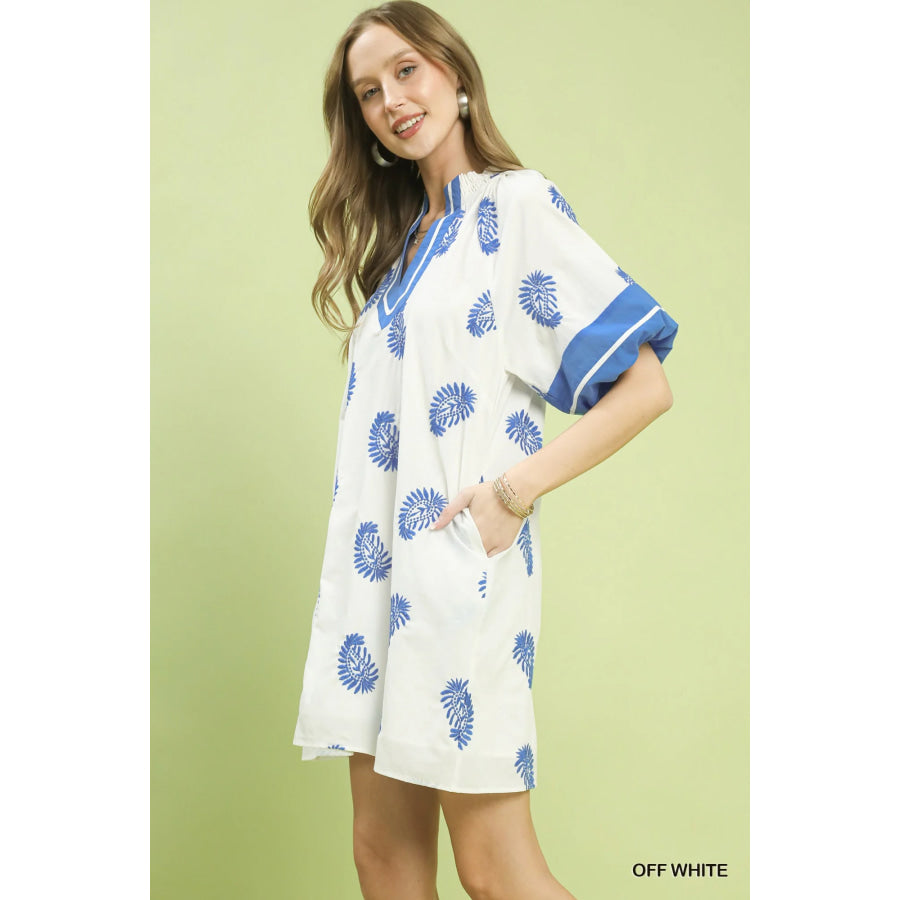 Umgee Paisley Embroidered Boho Mini Dress OFF WHITE / S Apparel and Accessories