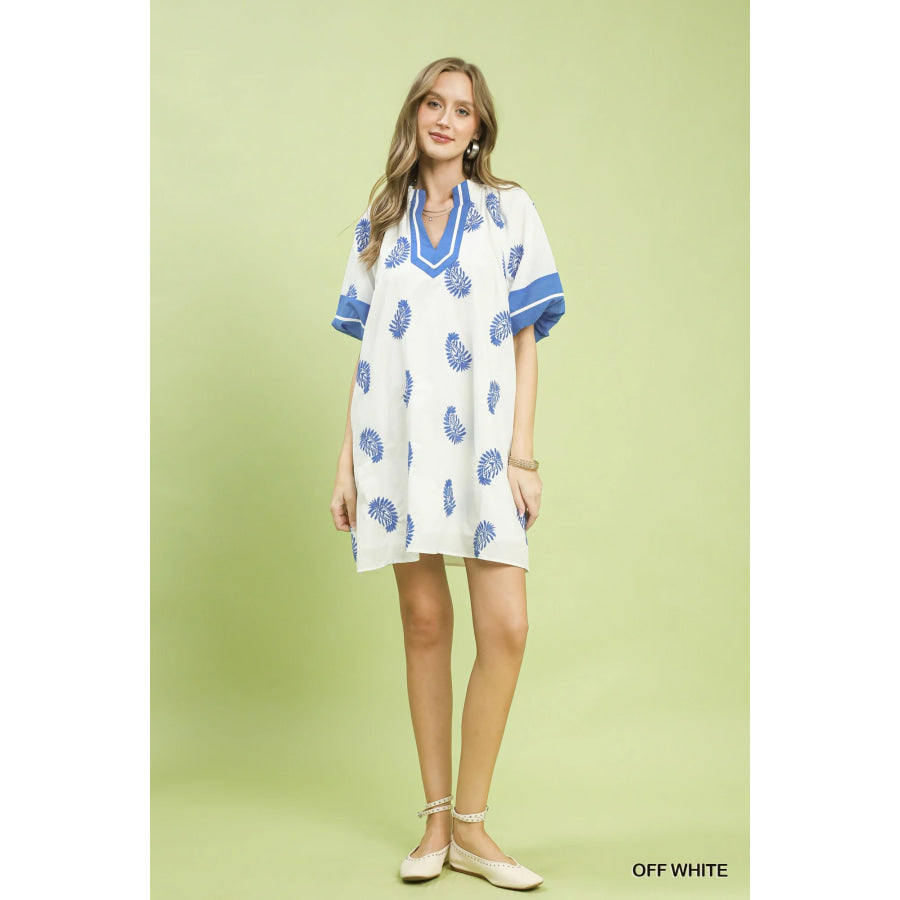 Umgee Paisley Embroidered Boho Mini Dress Apparel and Accessories