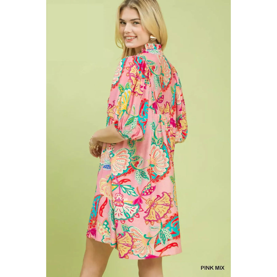 Umgee Paisley Print Mini Dress Apparel and Accessories