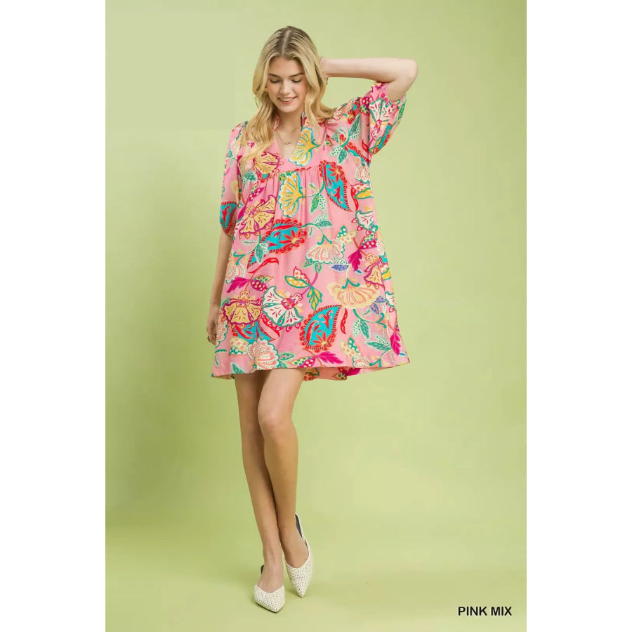 Umgee Paisley Print Mini Dress Apparel and Accessories