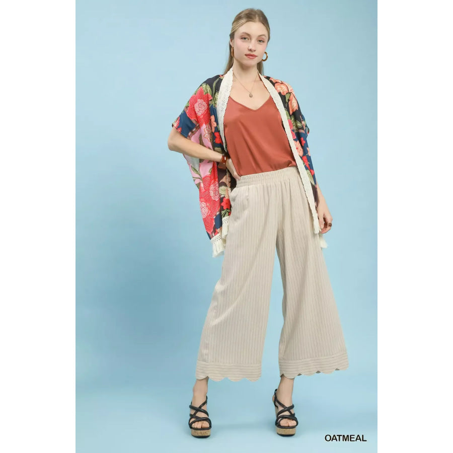 Umgee Pinstripe Wide Leg Pants Apparel and Accessories