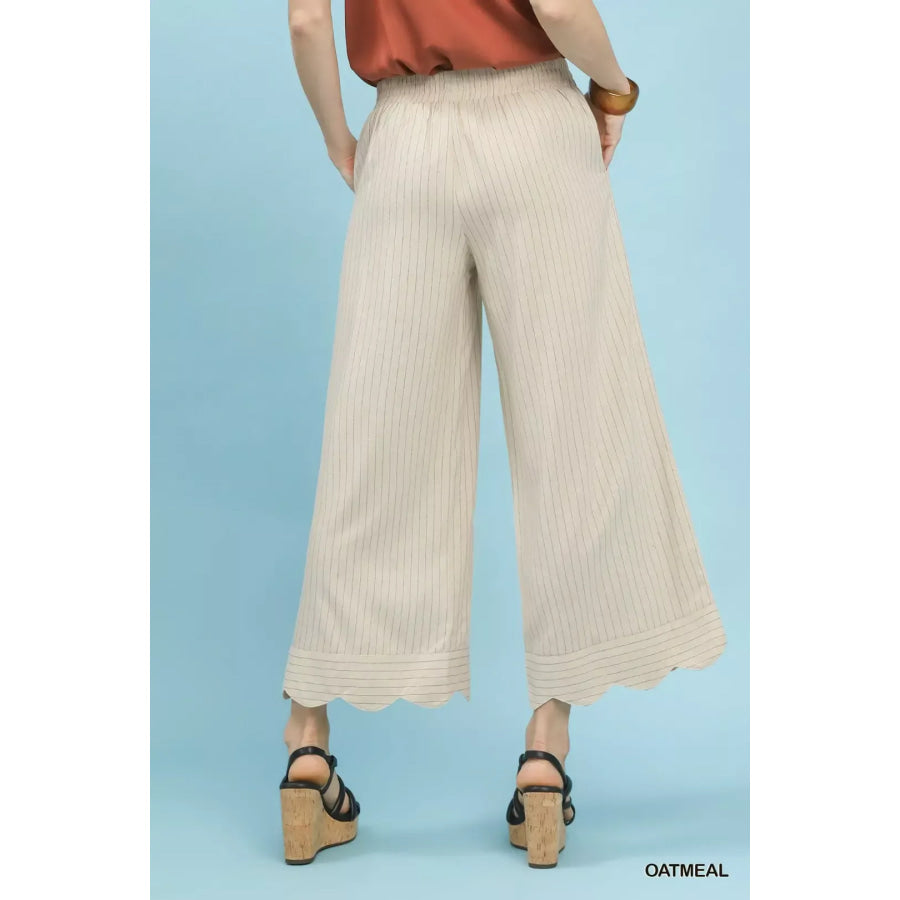 Umgee Pinstripe Wide Leg Pants Apparel and Accessories