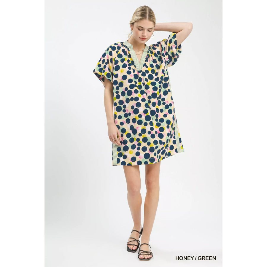 Umgee Polka Dot Print Tunic Dress Apparel and Accessories