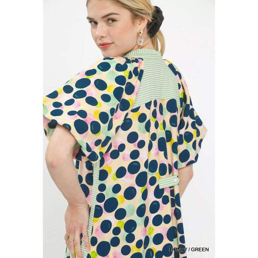 Umgee Polka Dot Print Tunic Dress Apparel and Accessories