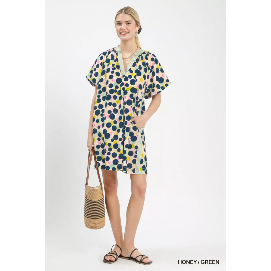 Umgee Polka Dot Print Tunic Dress Apparel and Accessories