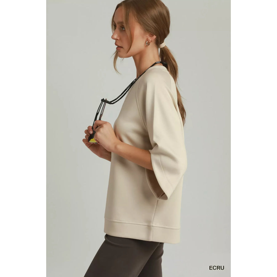 Umgee Round Hem Raglan Sleeve Top Apparel and Accessories
