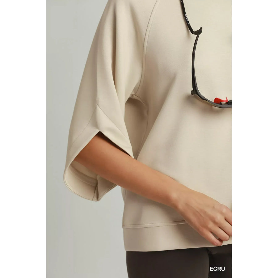 Umgee Round Hem Raglan Sleeve Top Apparel and Accessories