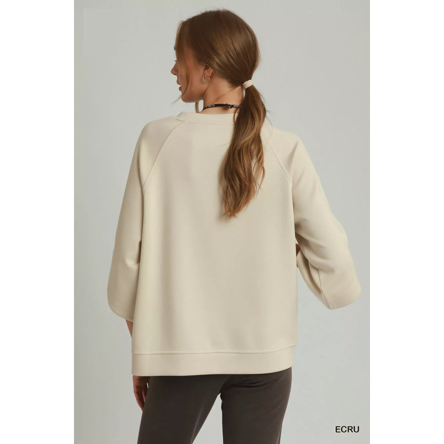 Umgee Round Hem Raglan Sleeve Top Apparel and Accessories