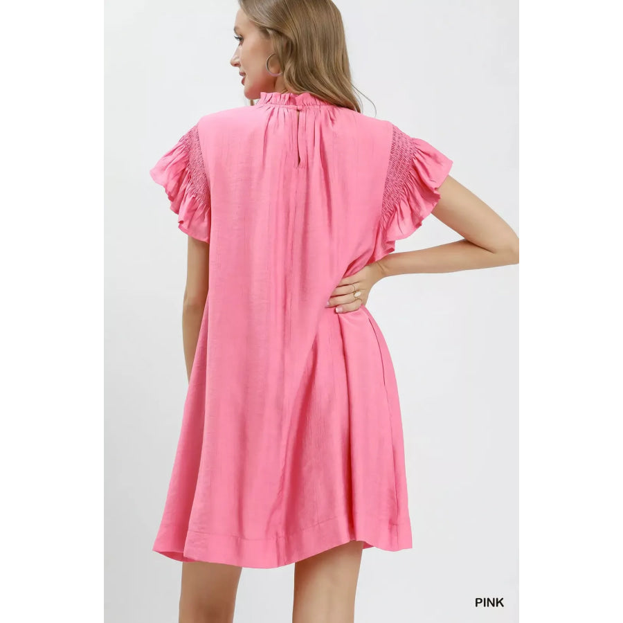 Umgee Ruffle Flutter Sleeve Dress Apparel and Accessories