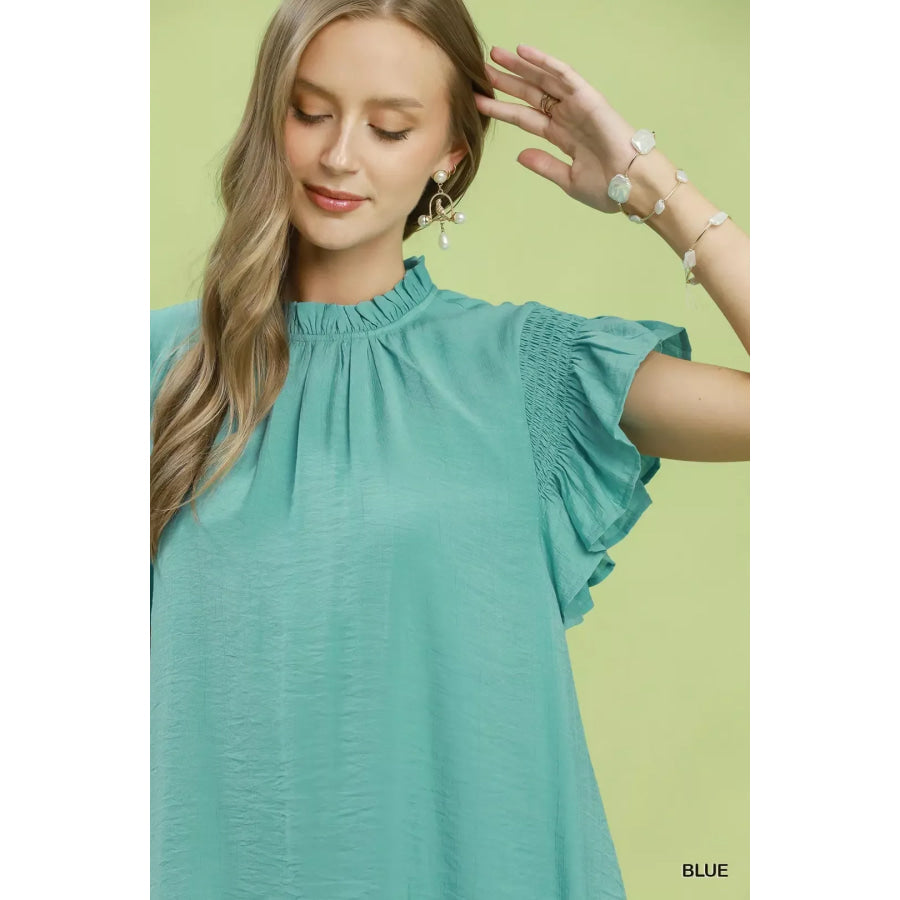 Umgee Ruffle Flutter Sleeve Dress Apparel and Accessories