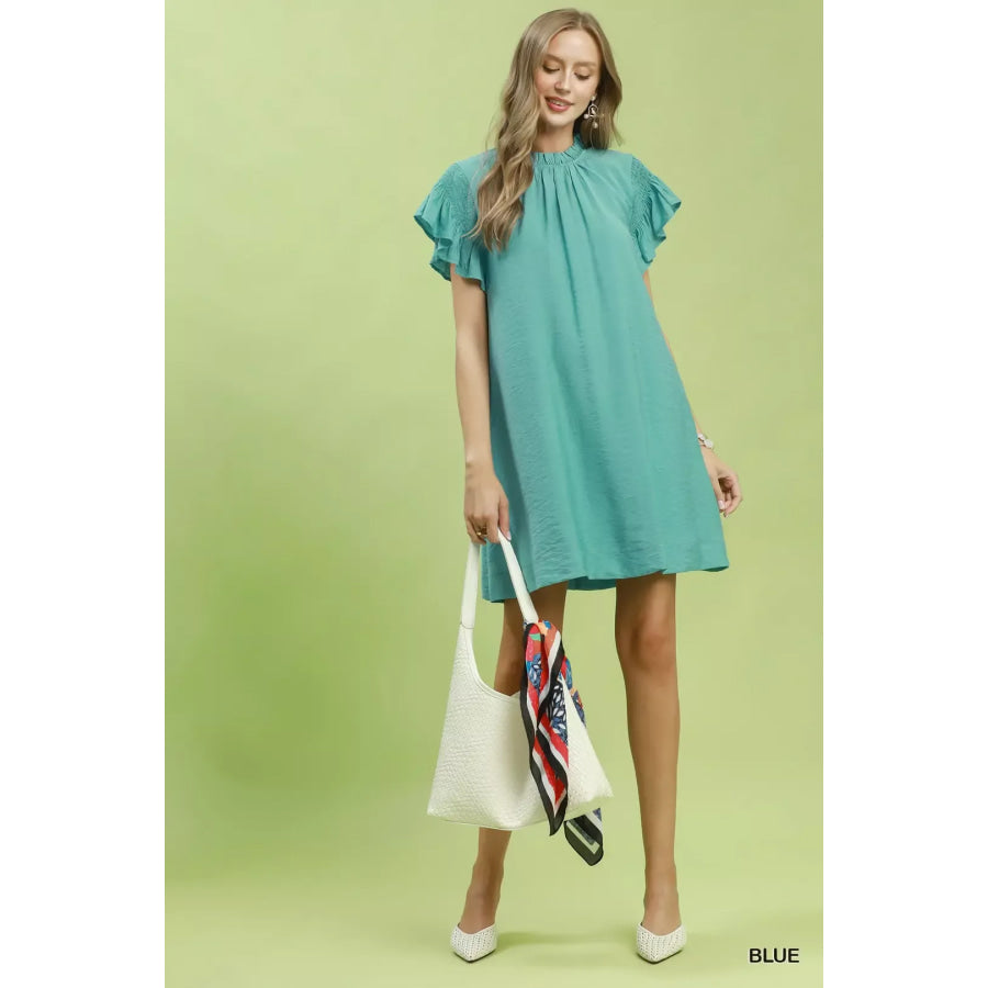 Umgee Ruffle Flutter Sleeve Dress Apparel and Accessories