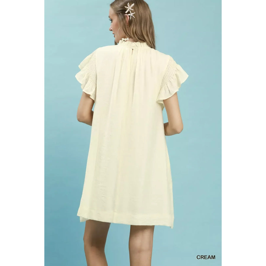 Umgee Ruffle Flutter Sleeve Dress Apparel and Accessories