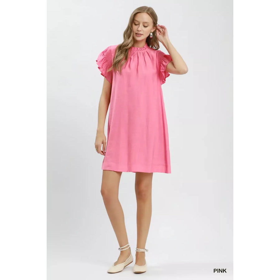 Umgee Ruffle Flutter Sleeve Dress Apparel and Accessories