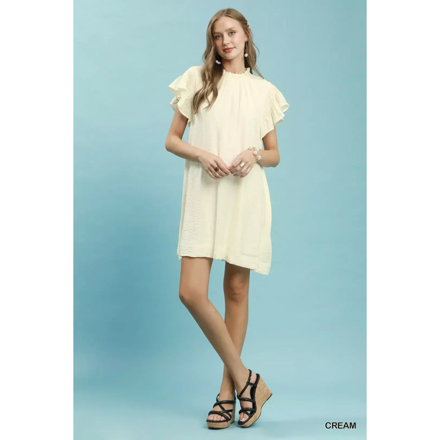 Umgee Ruffle Flutter Sleeve Dress Apparel and Accessories