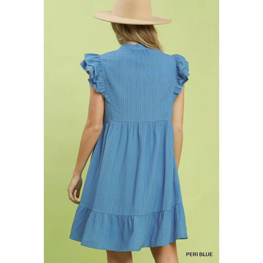 Umgee Ruffle Sleeve Babydoll Dress Apparel and Accessories