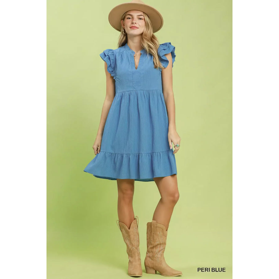 Umgee Ruffle Sleeve Babydoll Dress Apparel and Accessories