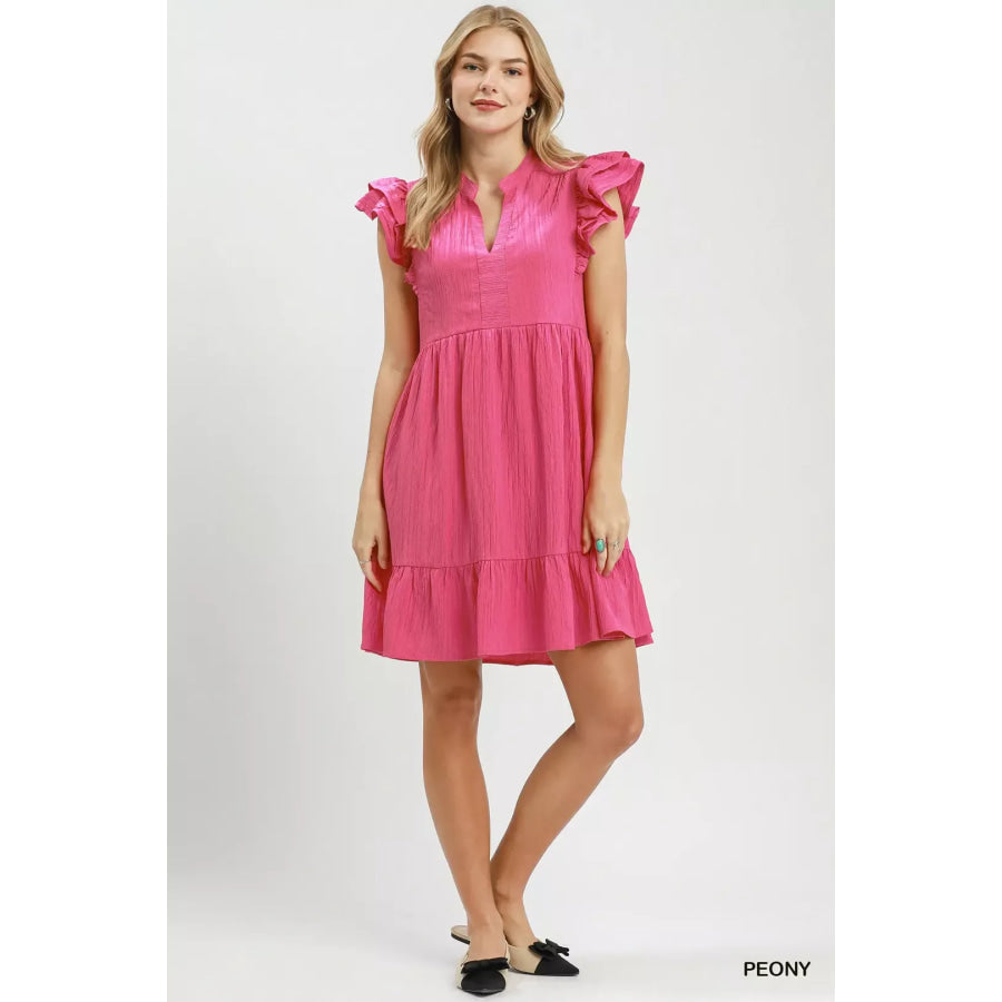 Umgee Ruffle Sleeve Babydoll Dress Apparel and Accessories