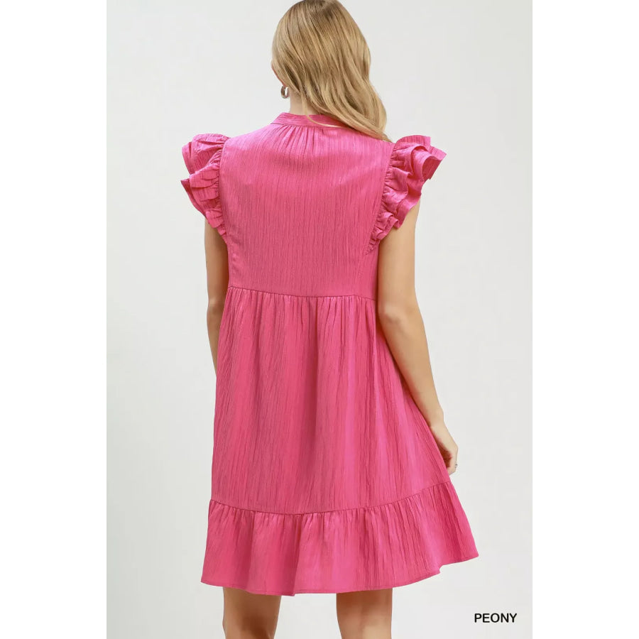 Umgee Ruffle Sleeve Babydoll Dress Apparel and Accessories