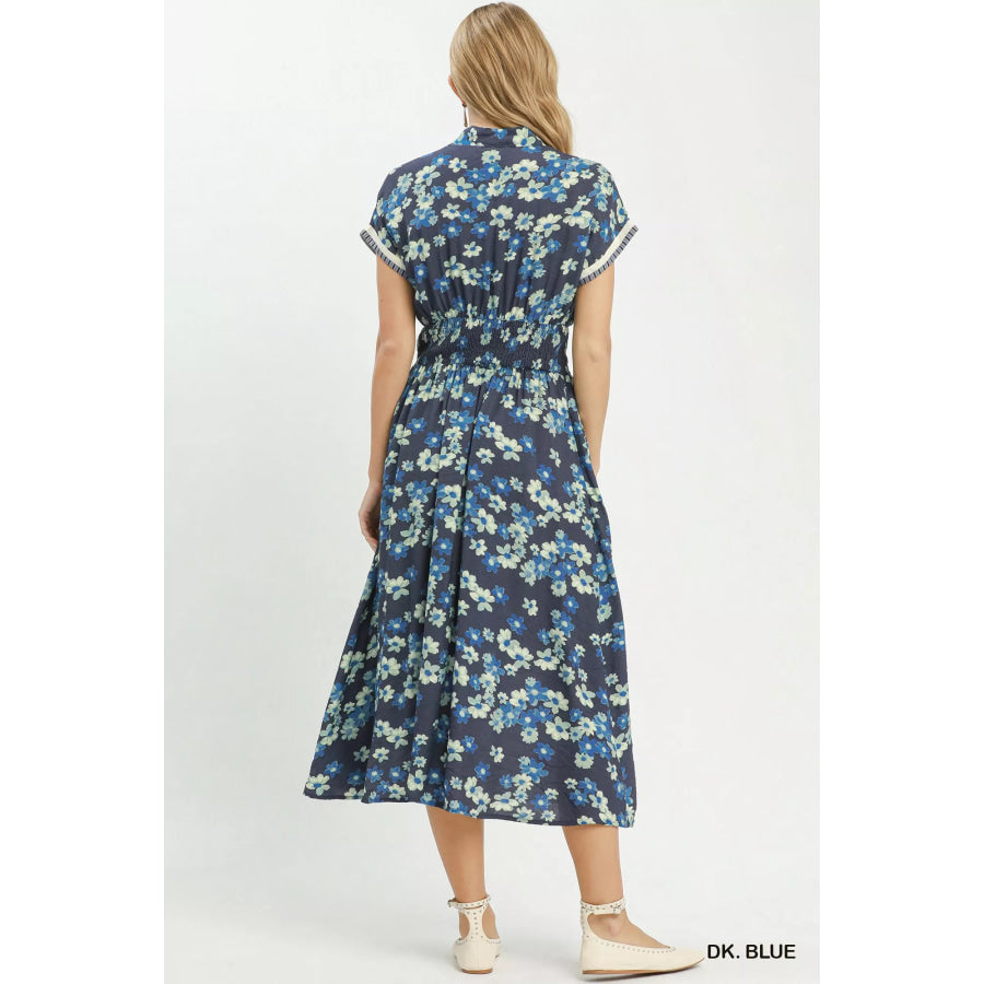 Umgee Ruffle Sleeve Henley Shift Dress Apparel and Accessories